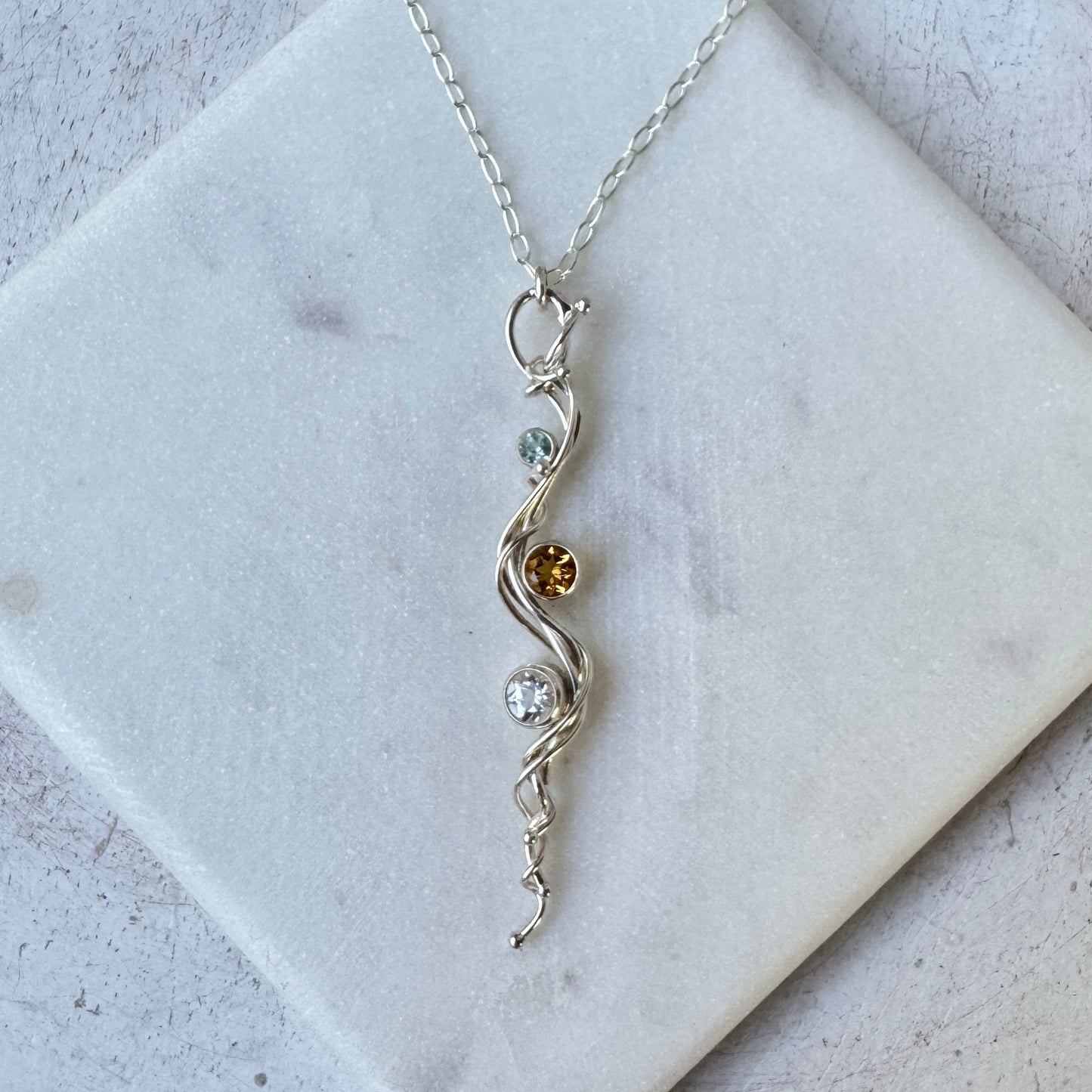 Aquamarine, Citrine & Apatite River Necklace