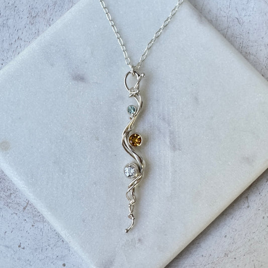 Aquamarine, Citrine & Apatite River Necklace
