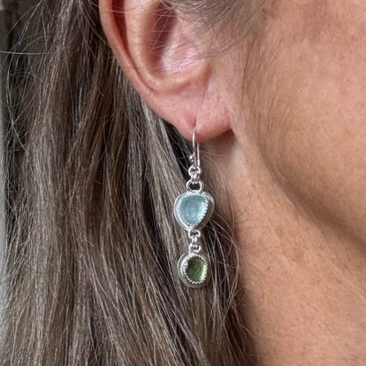 Aquamarine & Peridot Asymmetrical Earrings