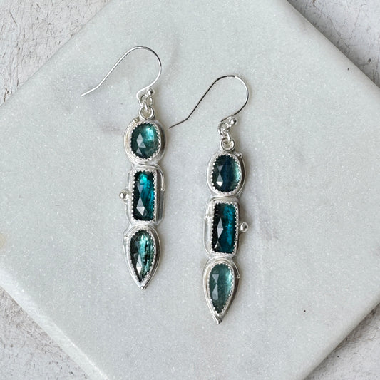 Bi-Color Kyanite 3 stone Earrings