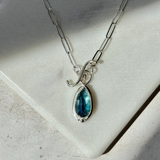 Bi-Color Kyanite Teardrop Toggle Front Necklace