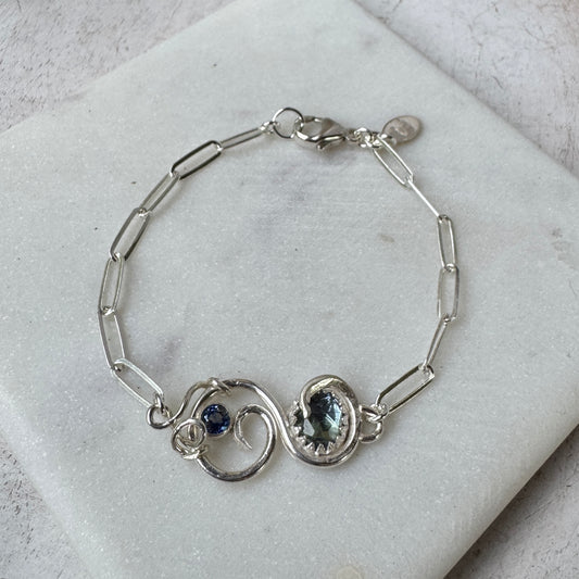 Bi-Color Tanzanite & Purple Iolite Paperclip Bracelet