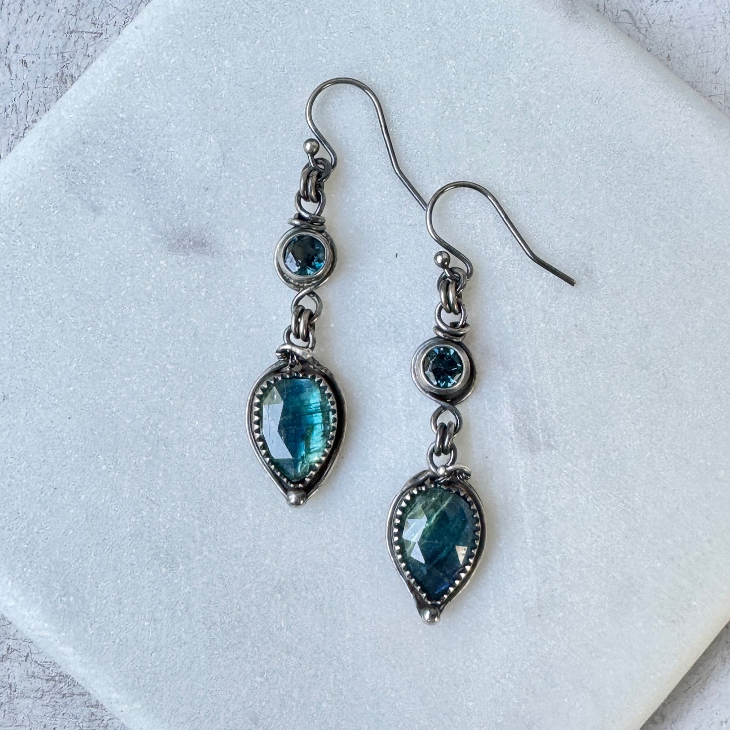 Bi-color Kyanite & Blue Topaz Earrings