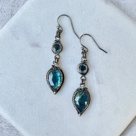 Bi-color Kyanite & Blue Topaz Earrings