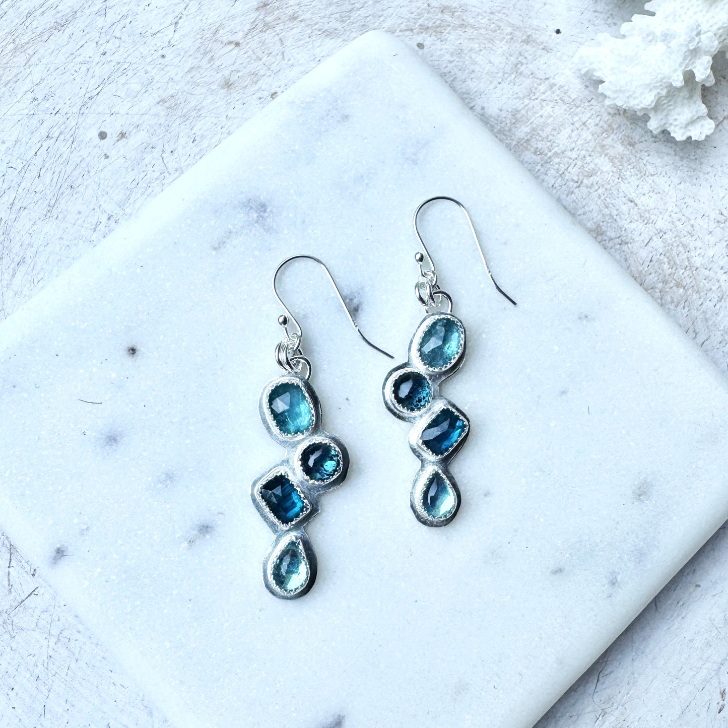 Blue Kyanite Geometric Earrings