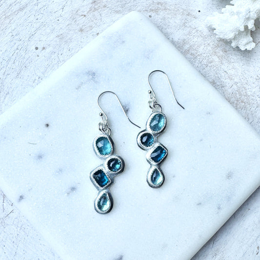 Blue Kyanite Geometric Earrings