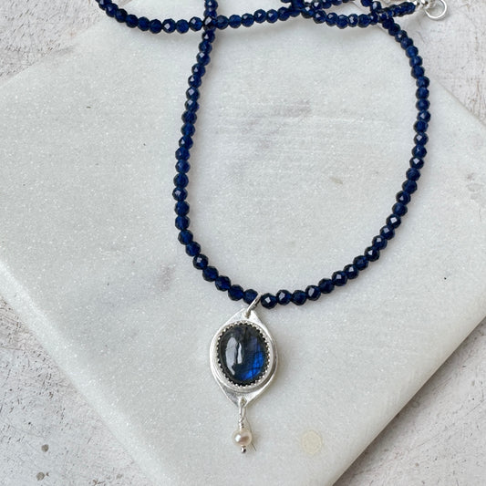 Blue Flash Labradorite Gemstone Necklace