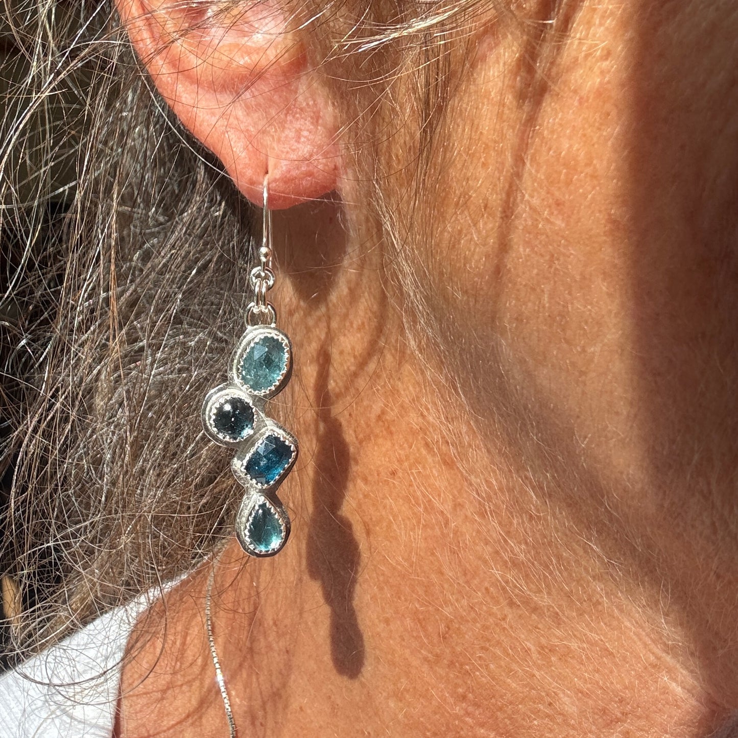 Blue Kyanite Geometric Earrings