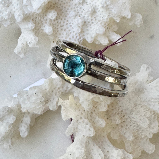 Blue Kyanite Patina'd Stacking Ring
