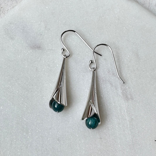 Blue Kyanite Tulip Cup Earrings
