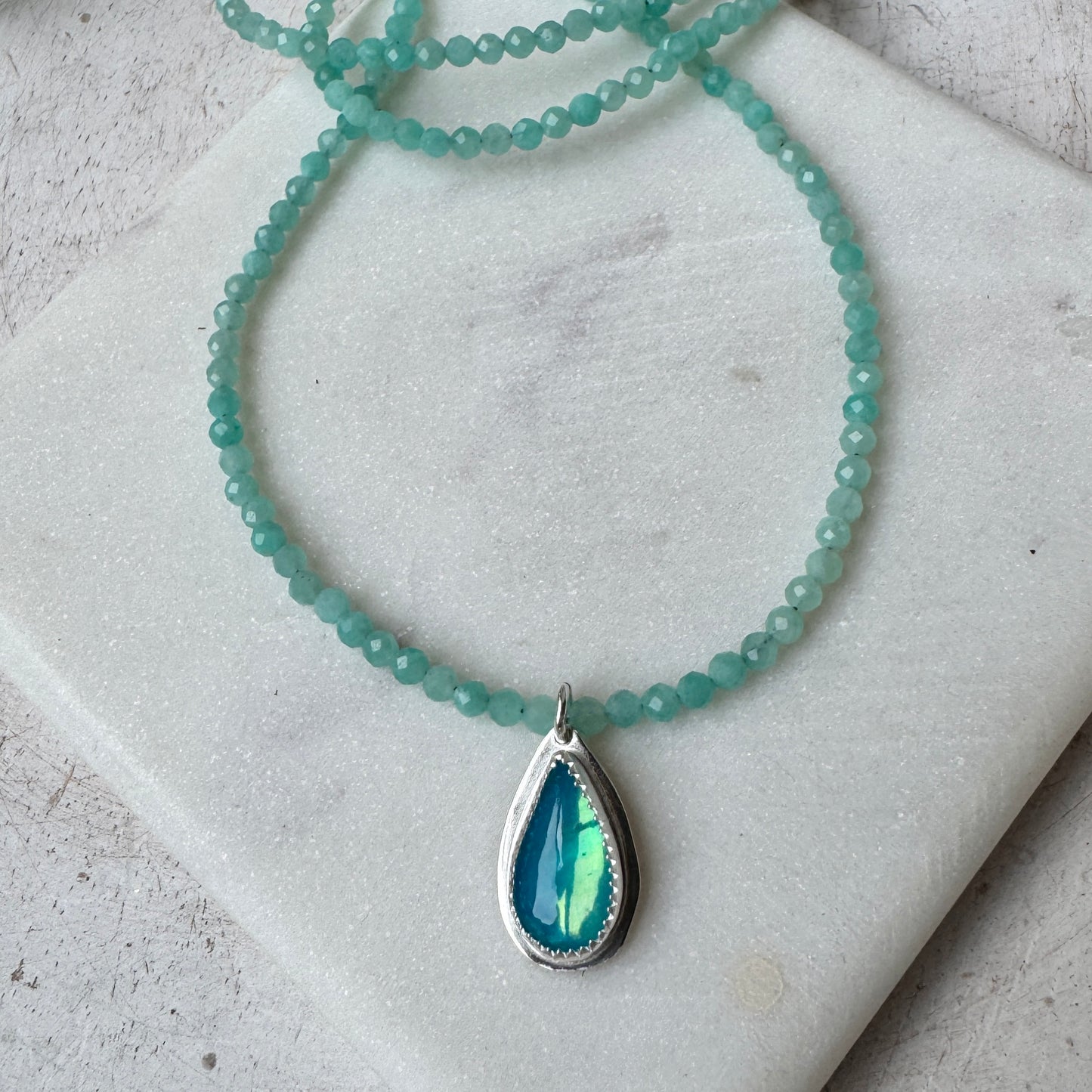 Blue Opal & Amazonite Gemstone Necklace