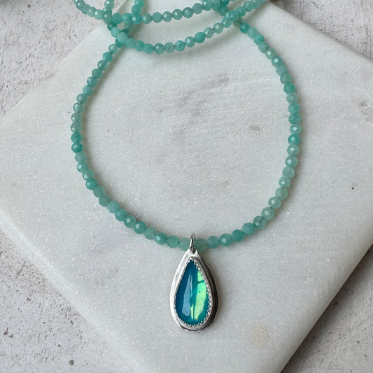 Blue Opal & Amazonite Gemstone Necklace