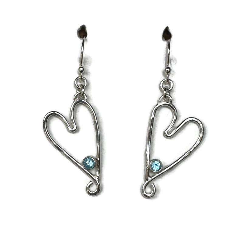 Swiss Blue Topaz Floating Heart Earrings