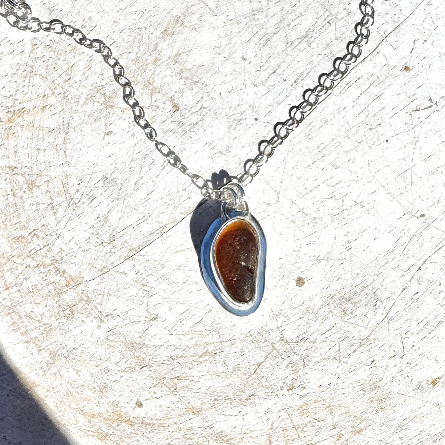 Brown Seaham Sea Glass Necklace