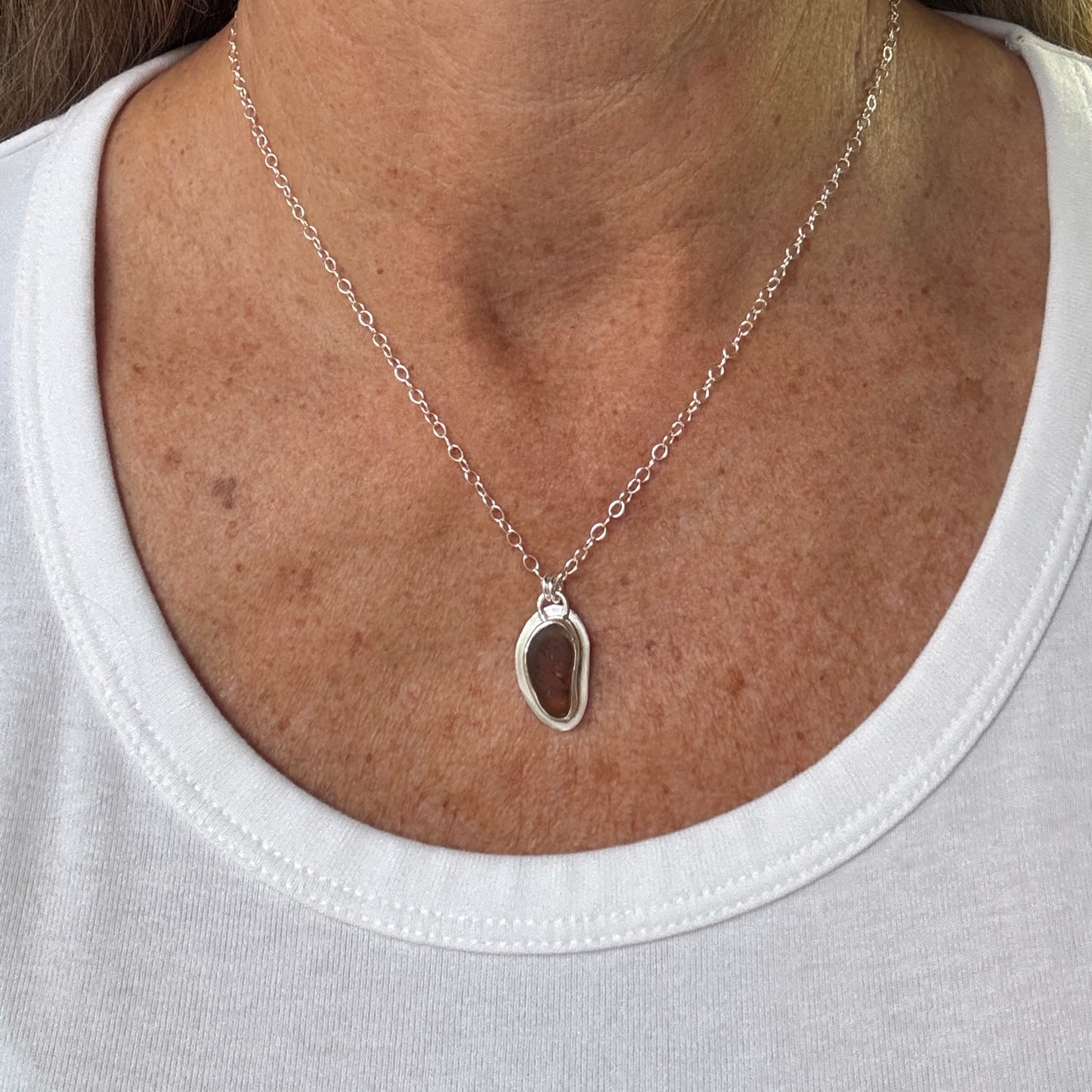 Brown Seaham Sea Glass Necklace