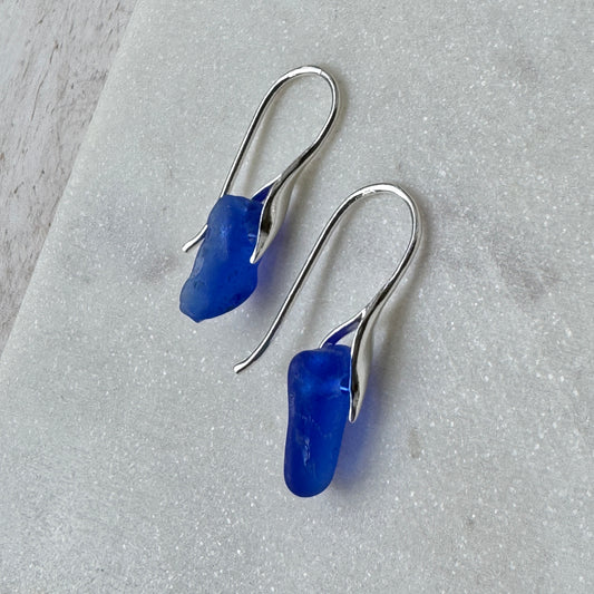 Natural Sea Glass Feather Set Earrings- 6 colors
