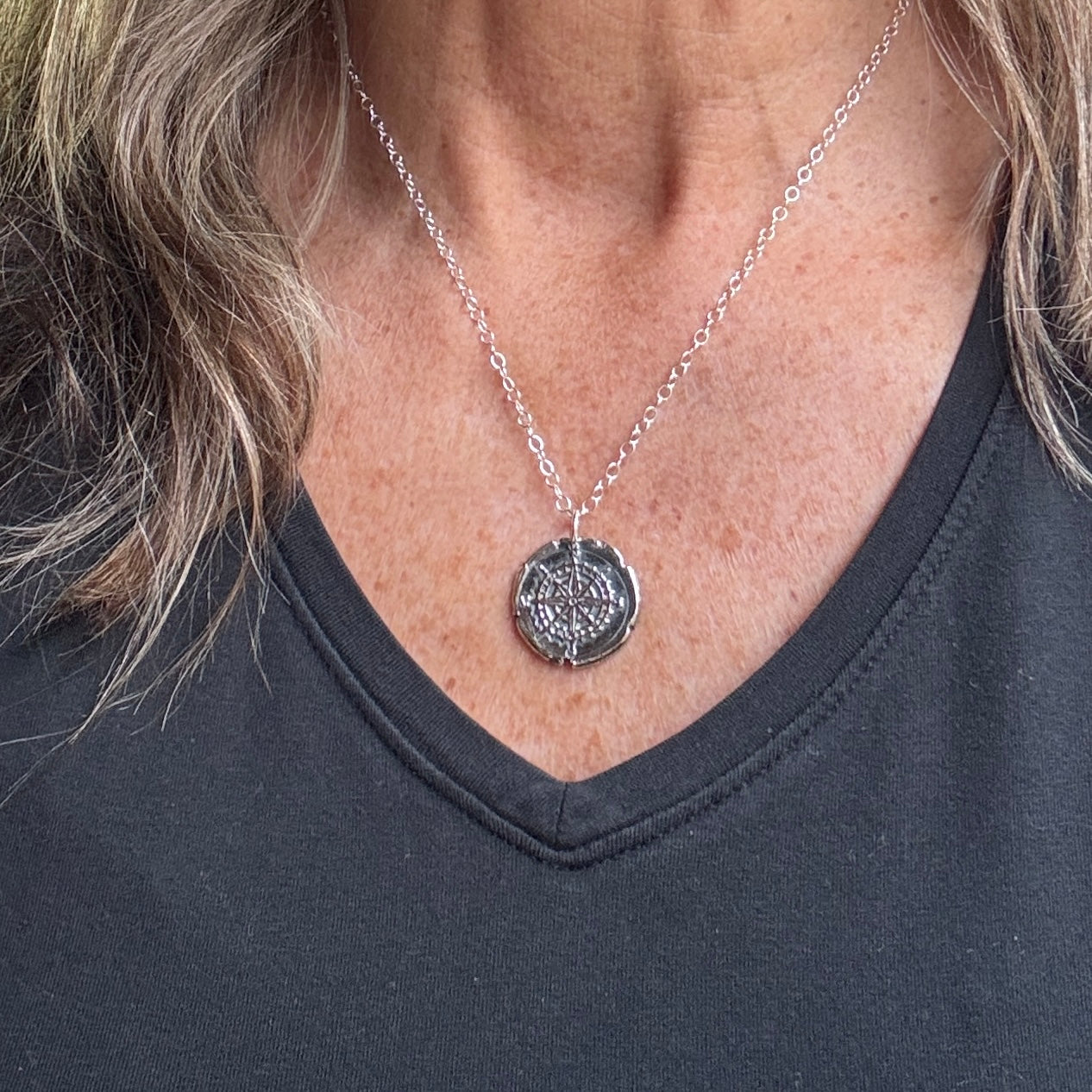 Compass Rose Wax Seal Necklace