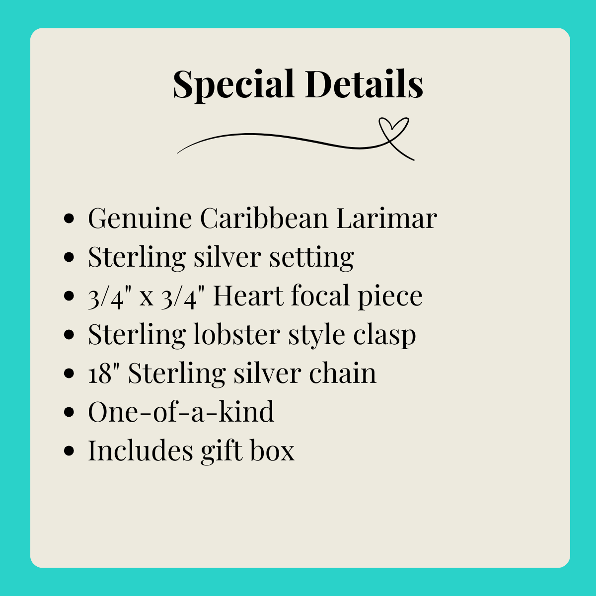 Larimar Heart Silver Necklace
