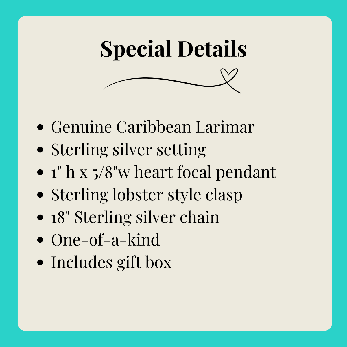 Larimar Heart Teardrop Silver Necklace