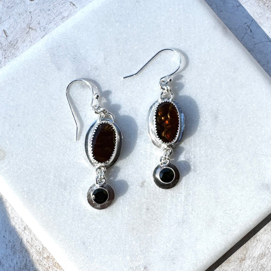 Fire Agate & Green Tourmaline Earrings