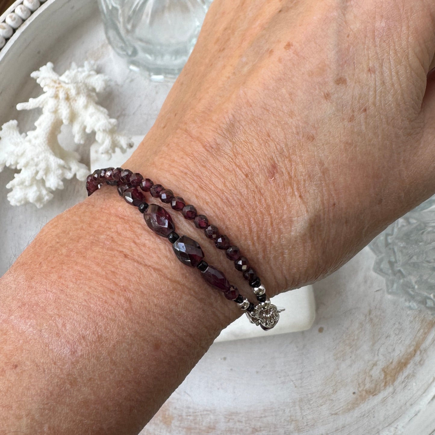 Garnet Double Strand Bracelet