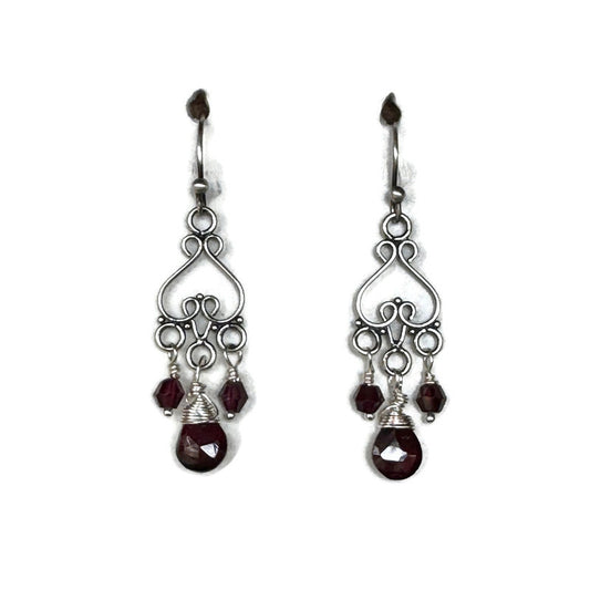 Garnet Filligree Earrings