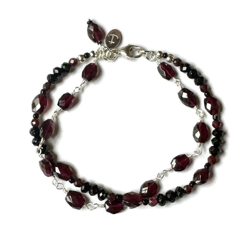 Garnet & Black Onyx Double Strand Bracelet