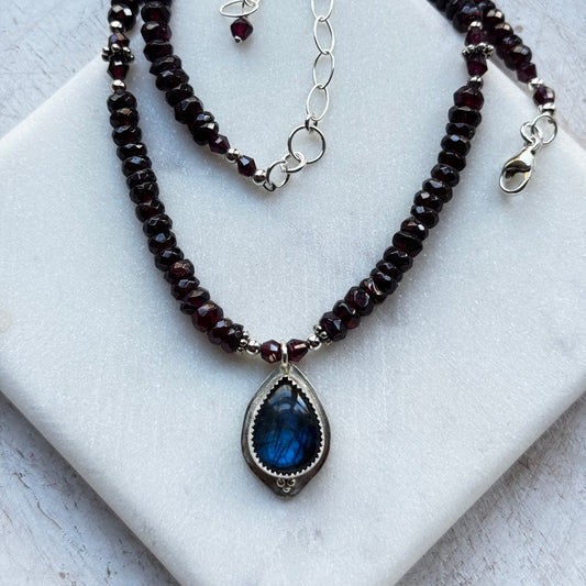 Garnet & Labradorite Necklace