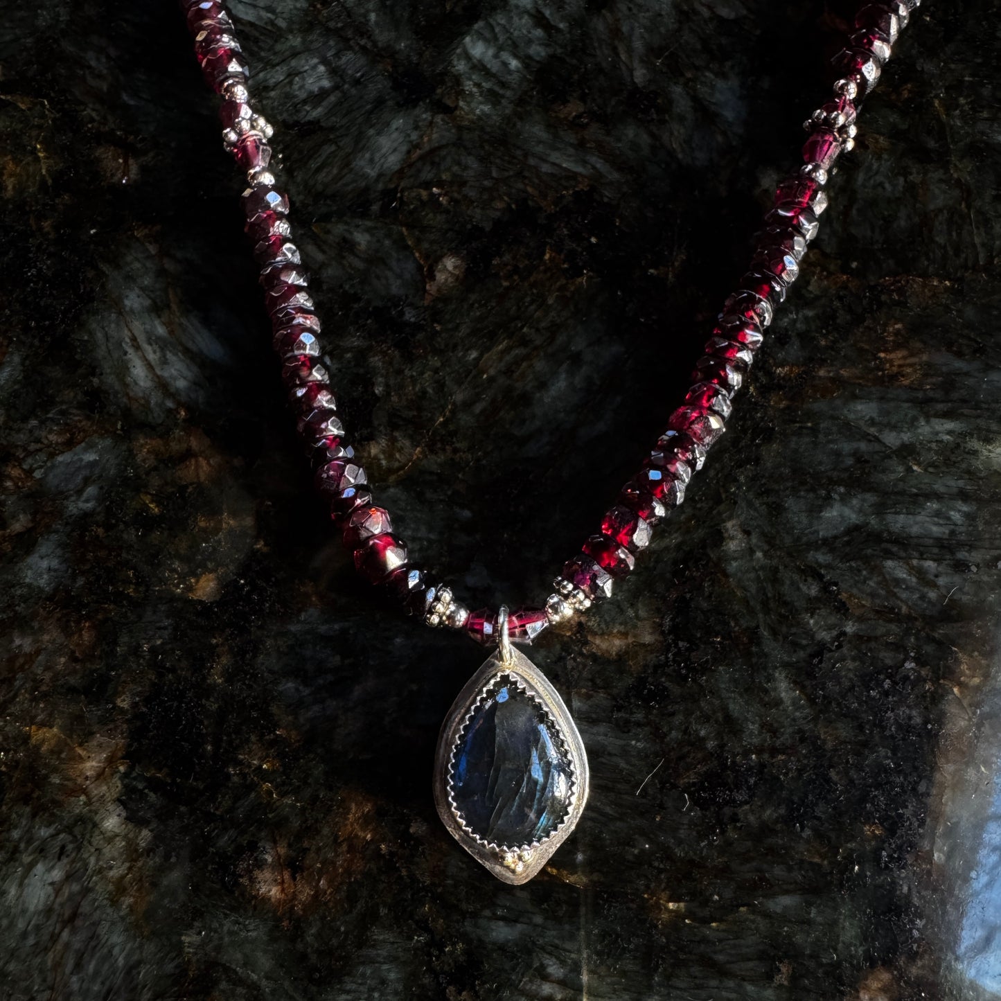 Garnet & Labradorite Necklace