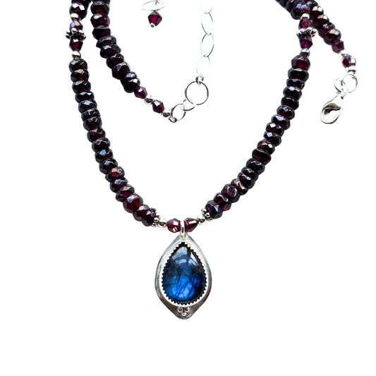 Garnet & Labradorite Necklace