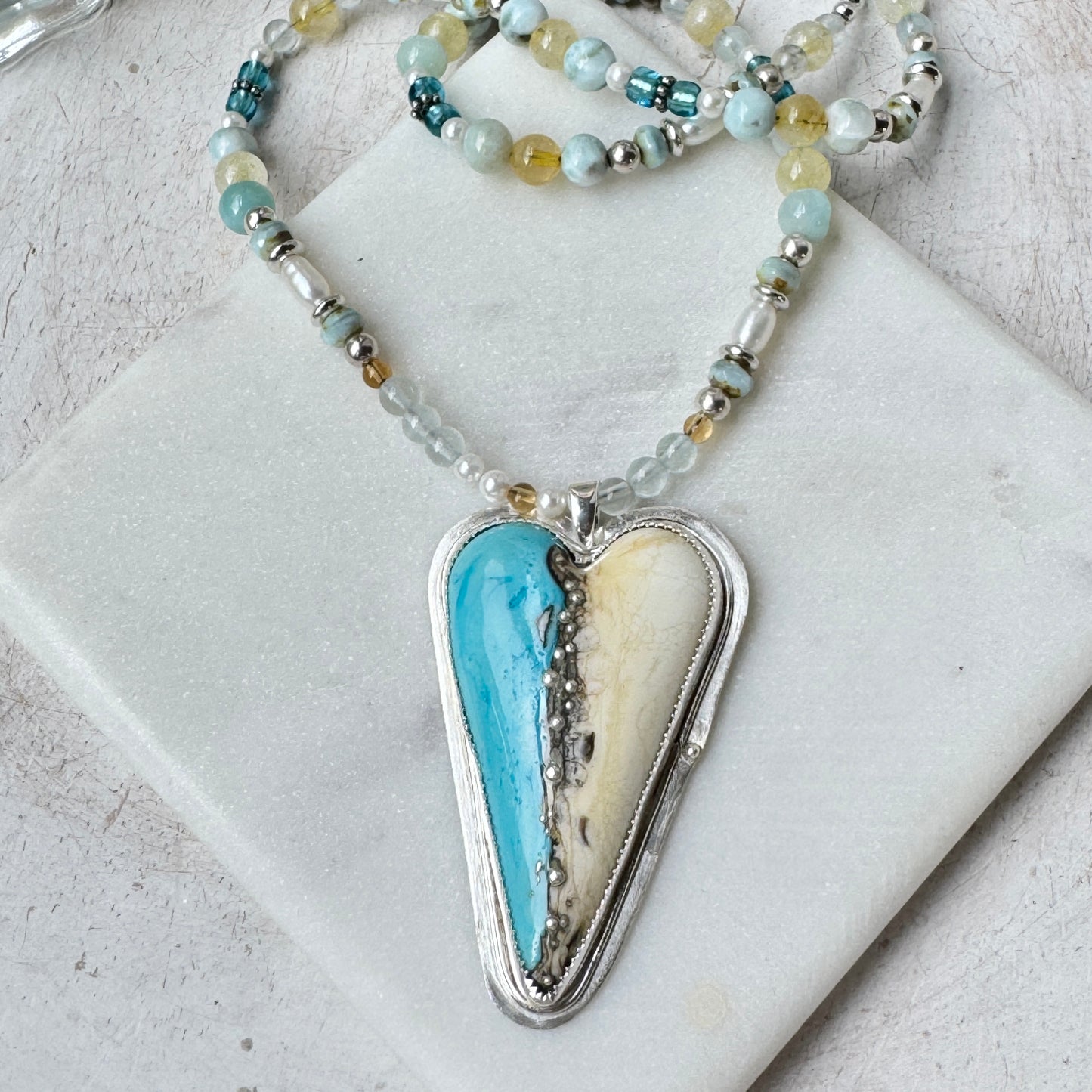 Glass Heart Beaded Necklace