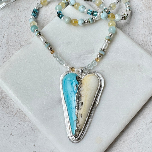 Glass Heart Beaded Necklace