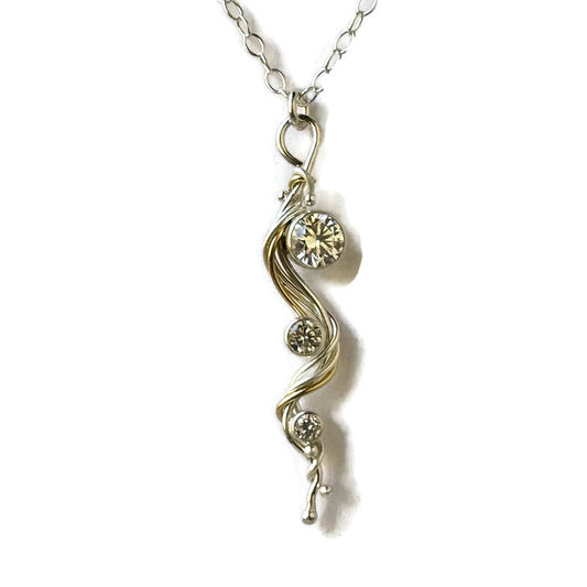 Gold & Silver CZ River Necklace