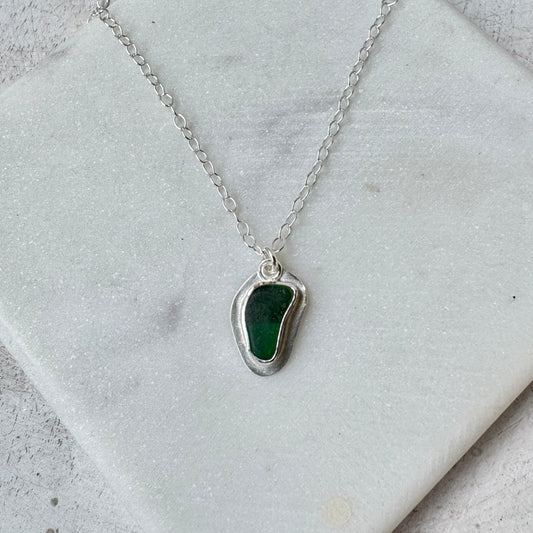 Green Seaham Sea Glass Necklace