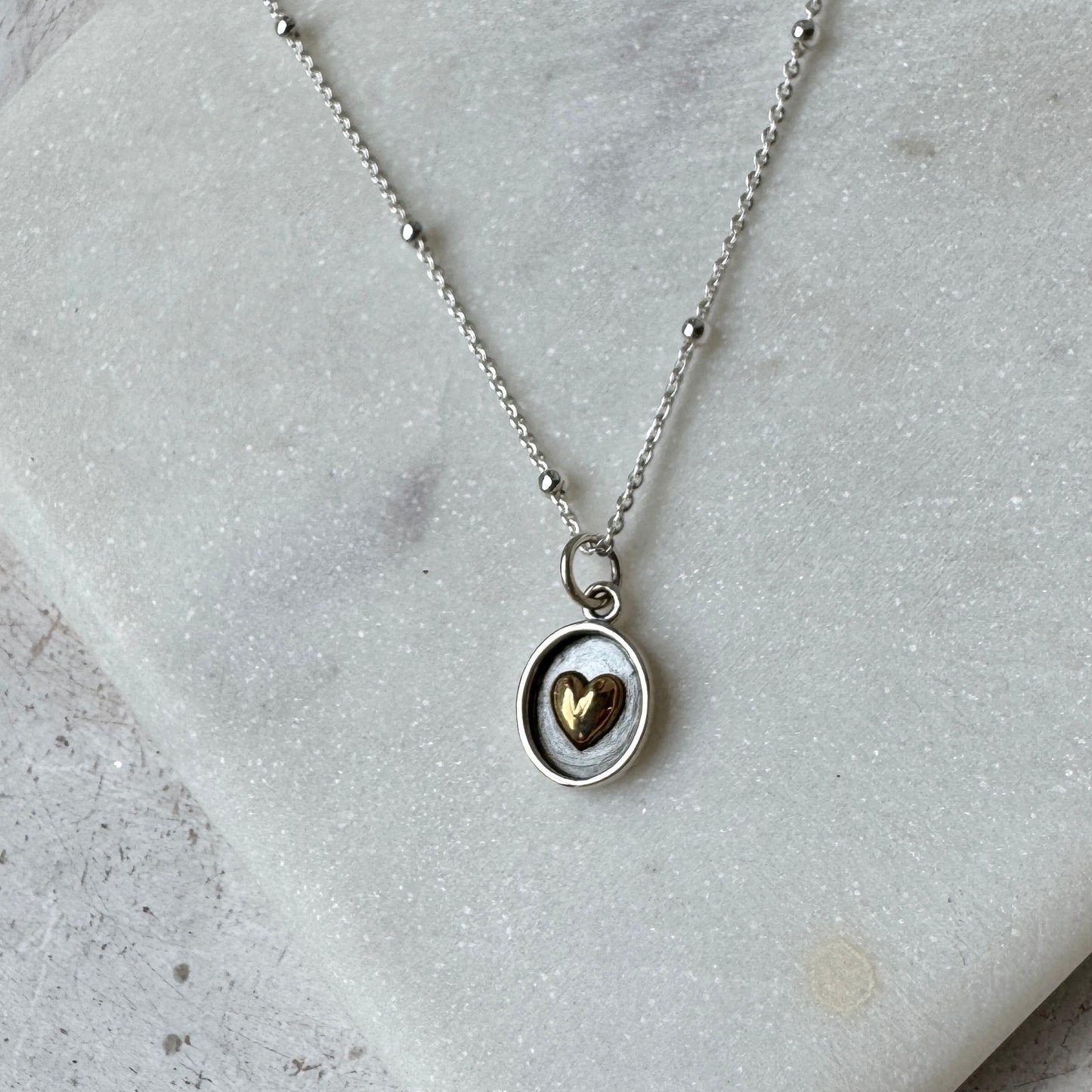 Silver Heart Wax Seal Necklace