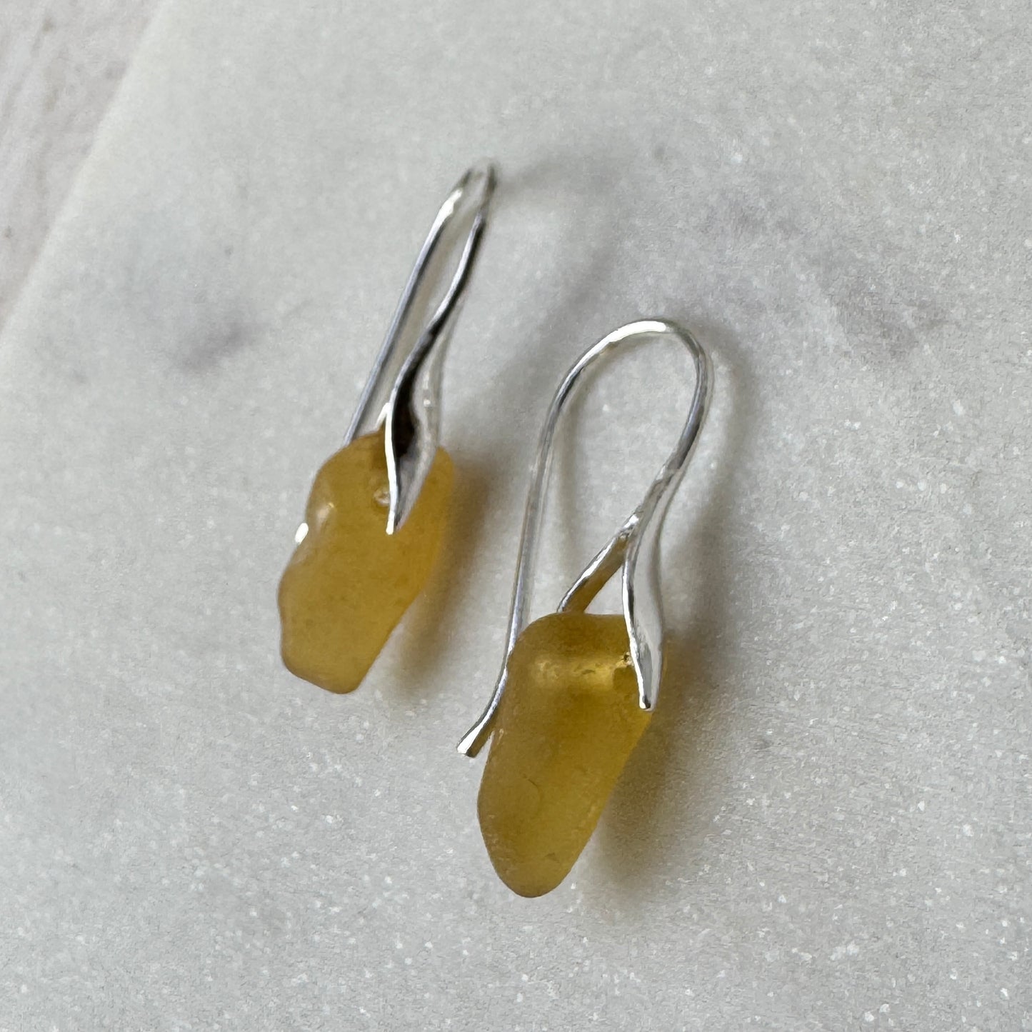 Natural Sea Glass Feather Set Earrings- 6 colors