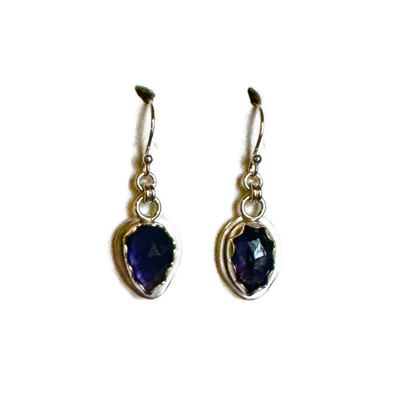 Iolite Rose Cut Silver Earrings