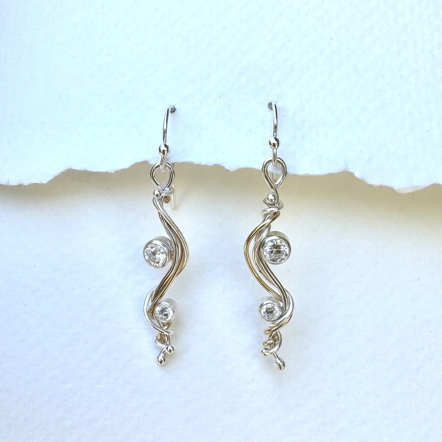 Gold & Silver CZ River Earrings