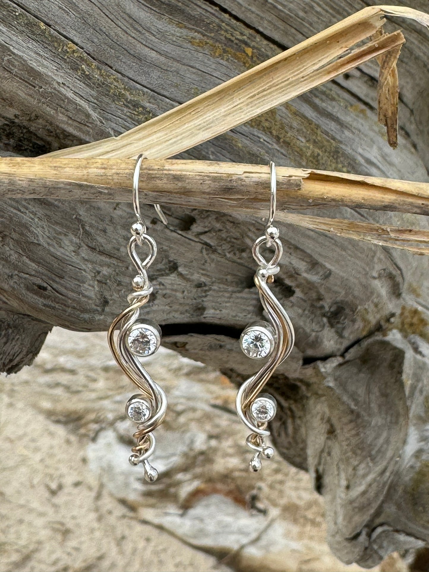 Gold & Silver CZ River Earrings