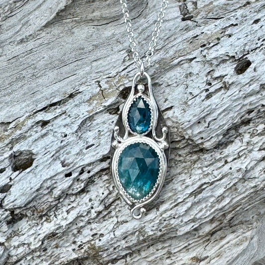 Blue Kyanite 2 Stone Necklace