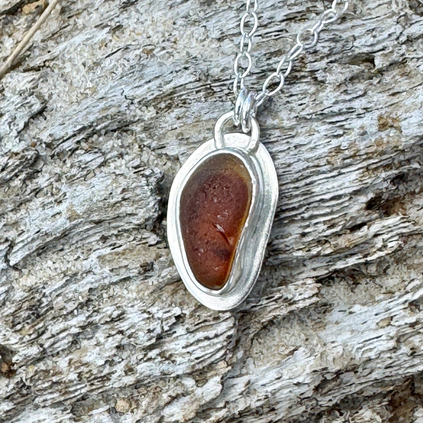Brown Seaham Sea Glass Necklace