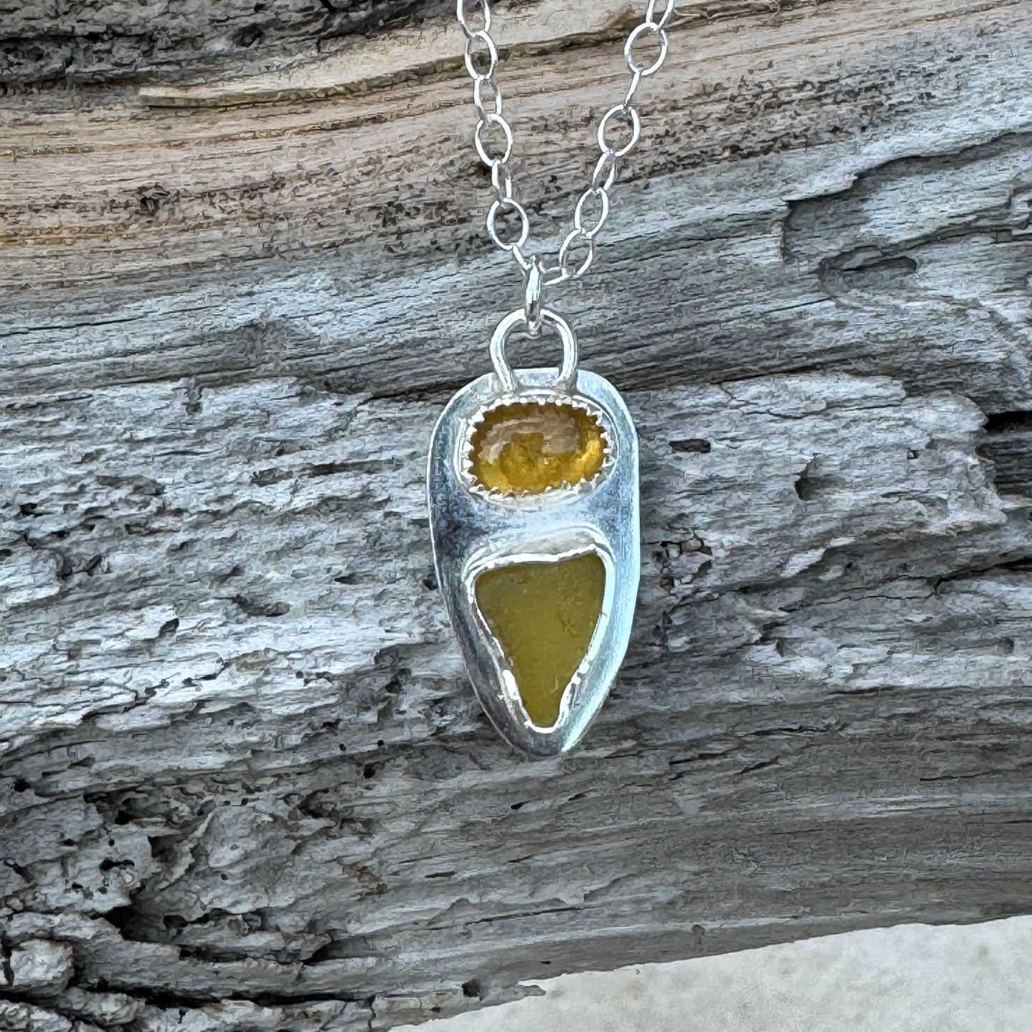 Yellow Sea Glass & Yellow Tourmaline Necklace