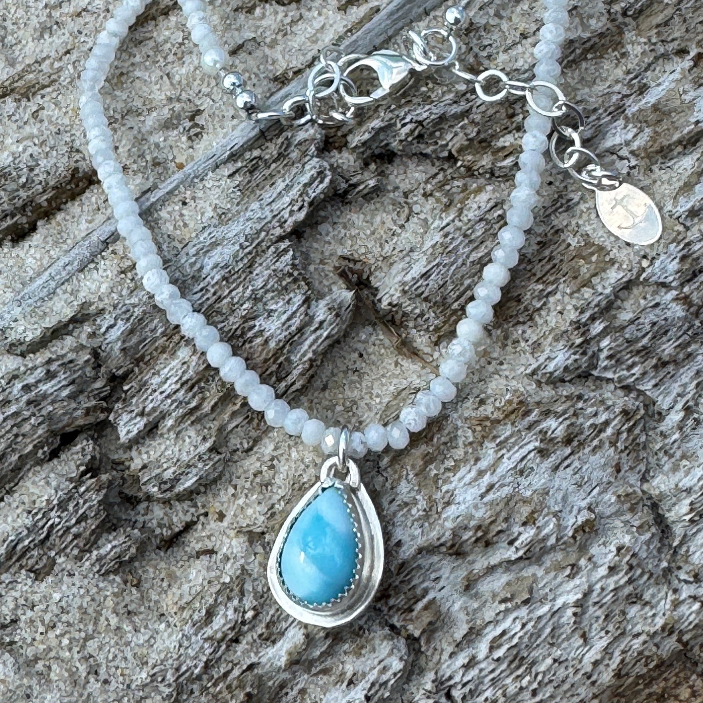 Larimar & Rainbow Moonstone Gemstone Necklace