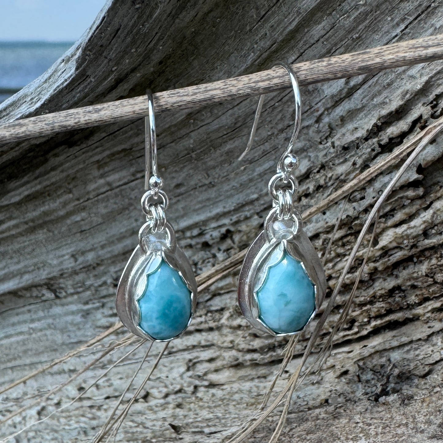 Caribbean Larimar Gemstone Everyday Earrings