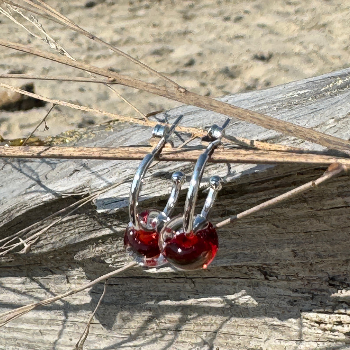 Red water Drop Hoop Earrings
