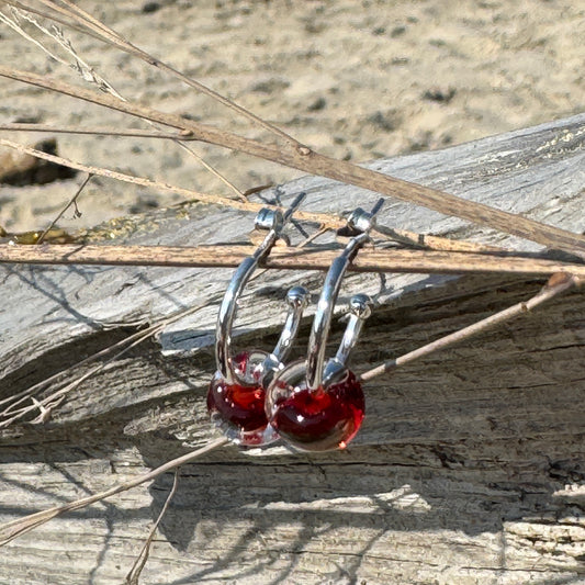 Red water Drop Hoop Earrings