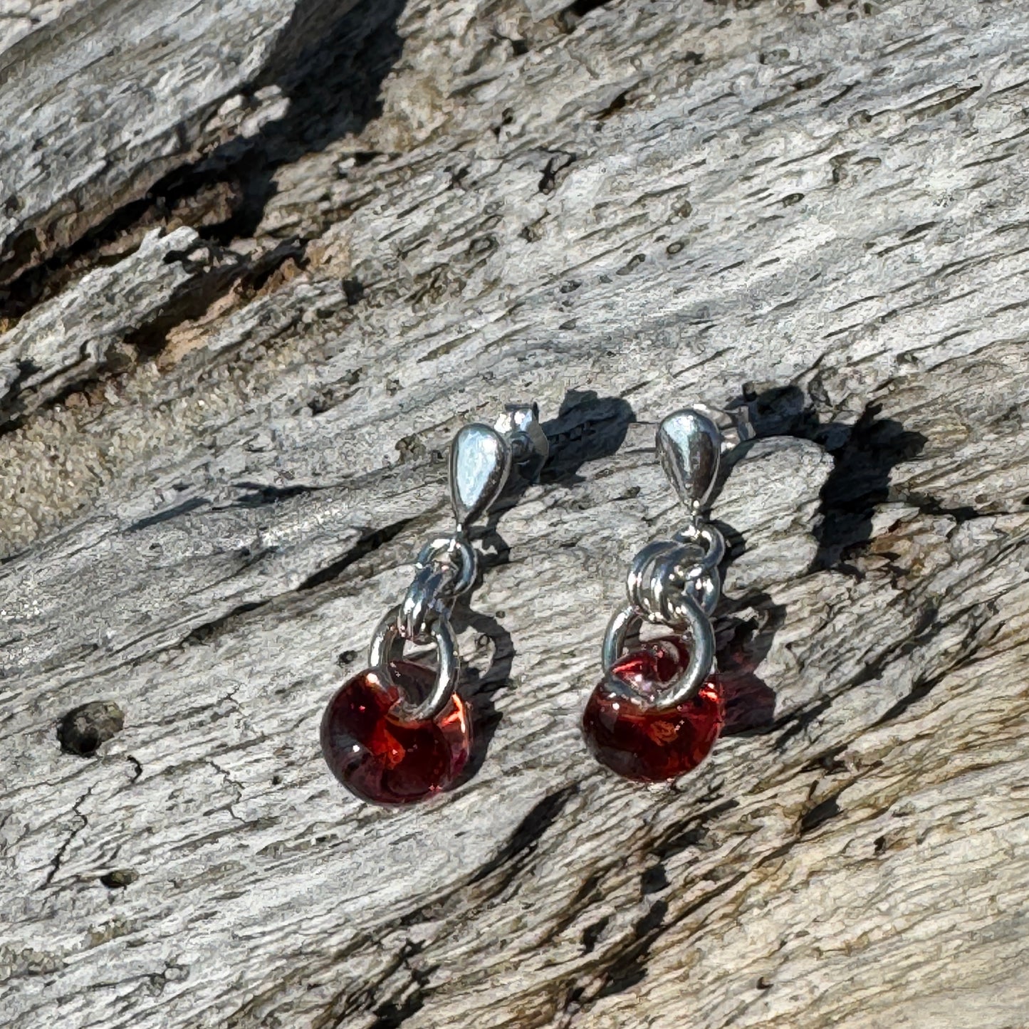 Red Glass Water Drop Earrings