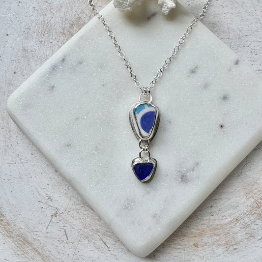 Cobalt Sea Glass & Sea Tile Necklace