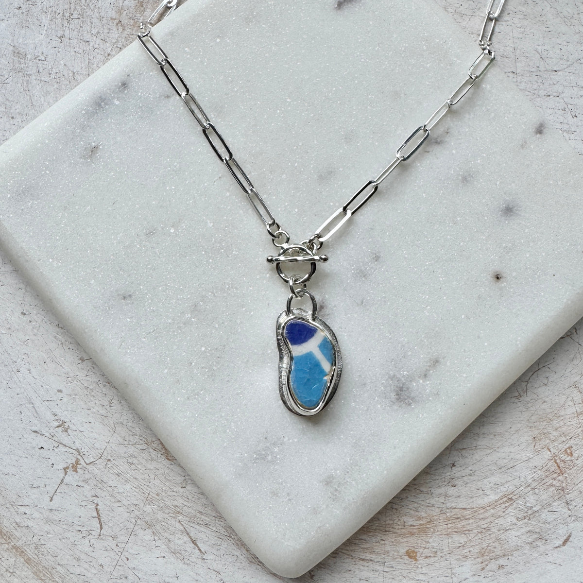 Blue & White Sea Tile Necklace