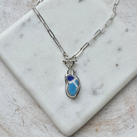Blue & White Sea Tile Necklace